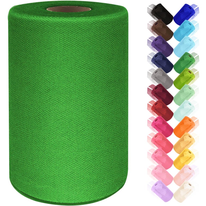 Ableme Deco Tulle Fabric Roll 6 Inch by 100 Yards (300 ft) Green Tulle Ribbon Mesh Netting for DIY Tutu Skirt Gift Wrapping Wedding Baby Shower Birthday Halloween Party Decorations, 34 Colors (Emerald Green) - Image 1